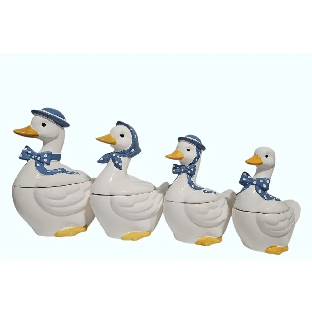 Vintage Mother Goose Ceramic Cookie Jar Canister Blue Ribbon Cottagecore